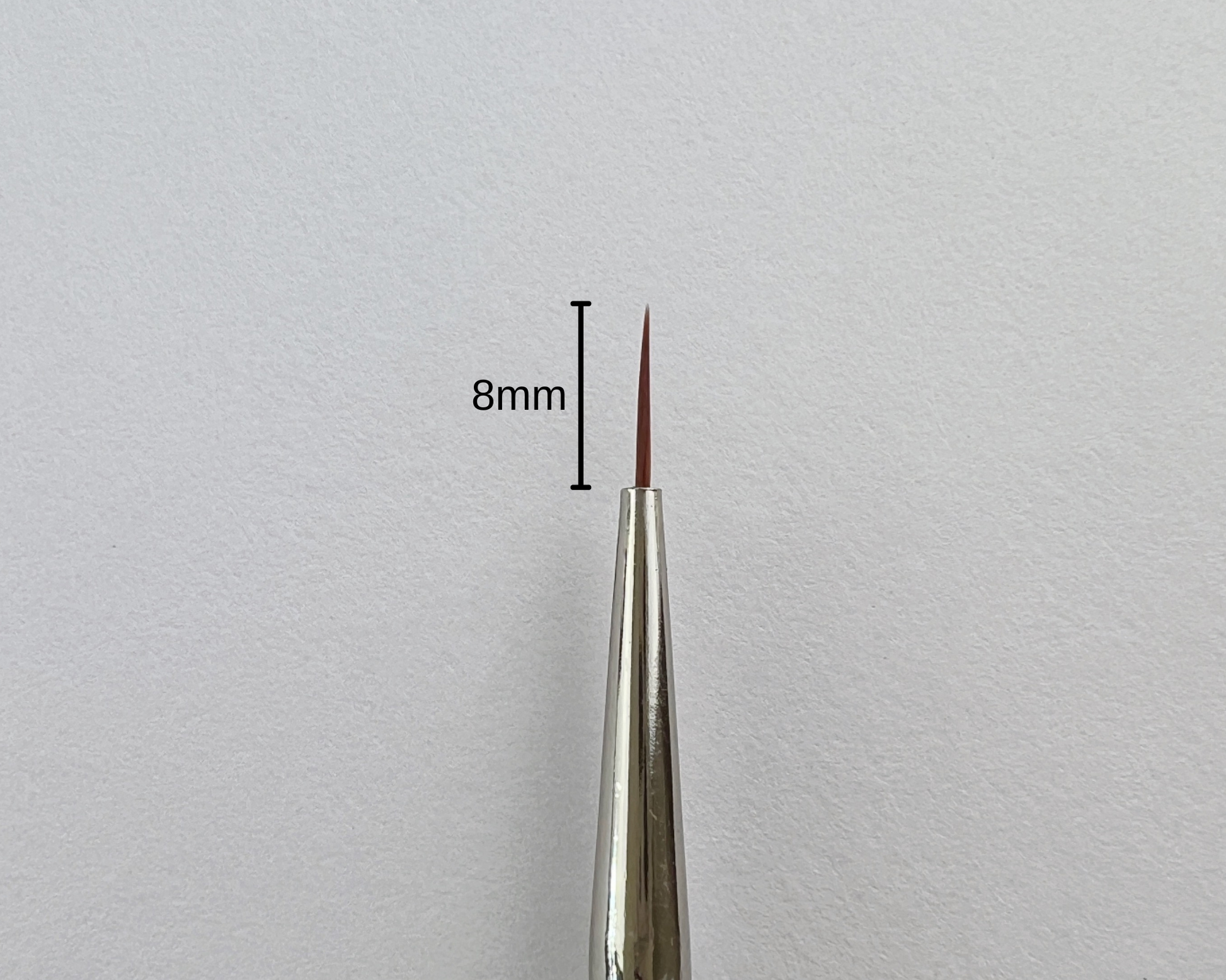 Close up image, short liner nail art brush 8mm brush tip